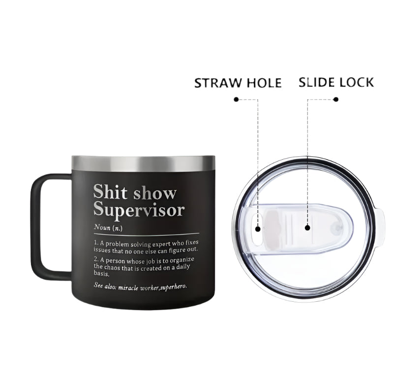 14Oz Vacuum Insulated Stainless Steel Coffee Mug with Lid - Hot Cold Drink Cup